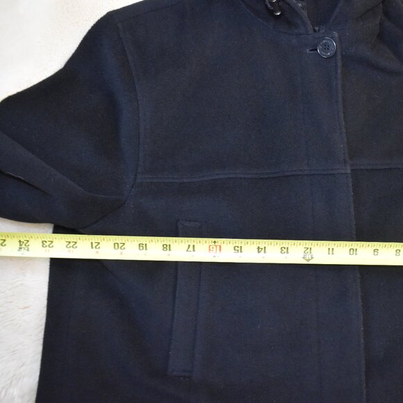 Vintage Calvin Klein Wool Hooded Long Coat Black Size 14 Medium Wool Blend - Picture 13 of 13